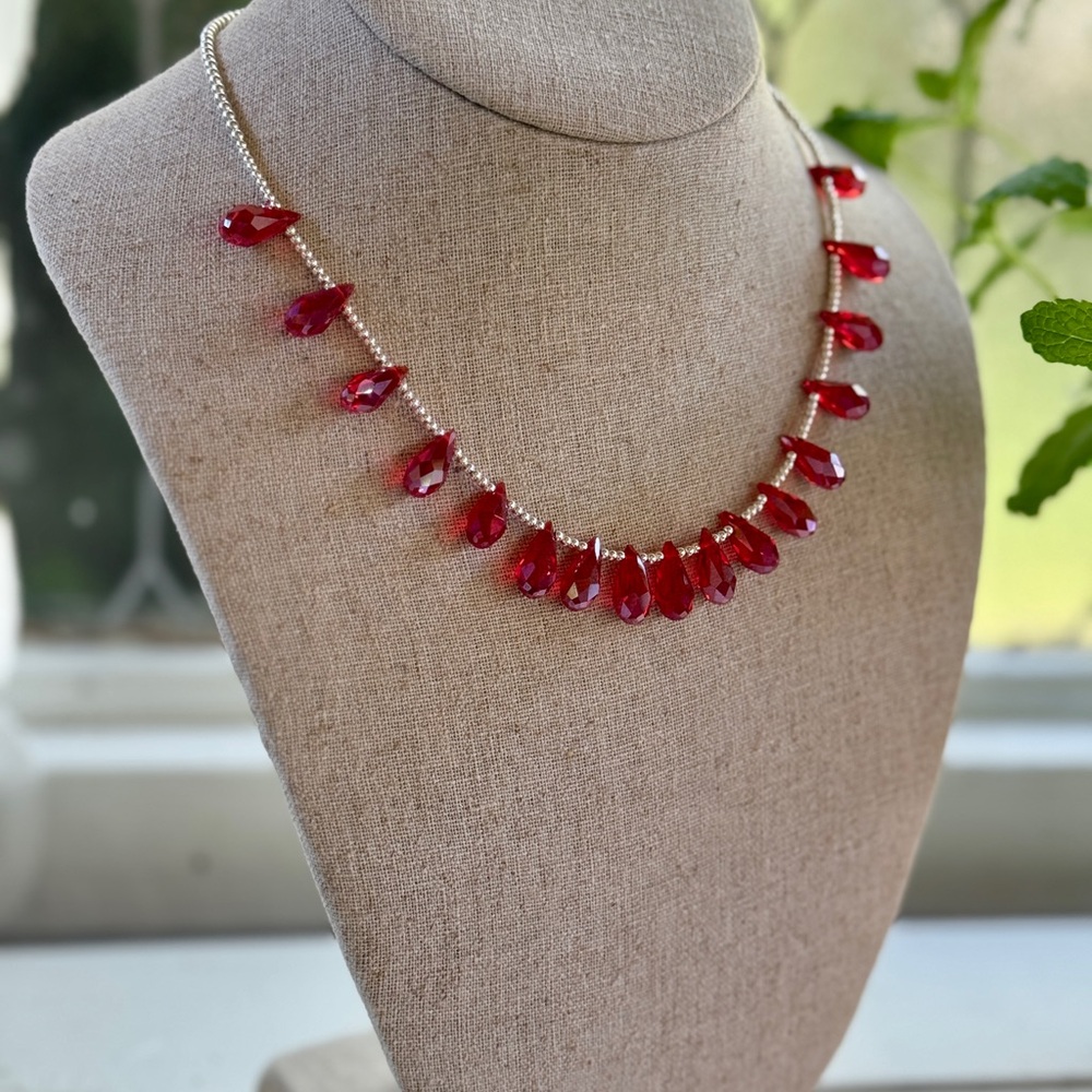 New Elegant Deep Orange Teardrop Necklace